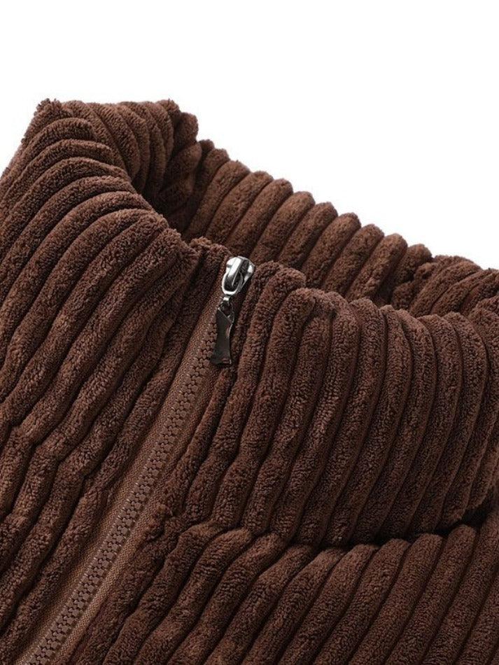 Style Core Aesthetics, New Style Trends - Vintage Zip Up Corduroy Padded Jacket
