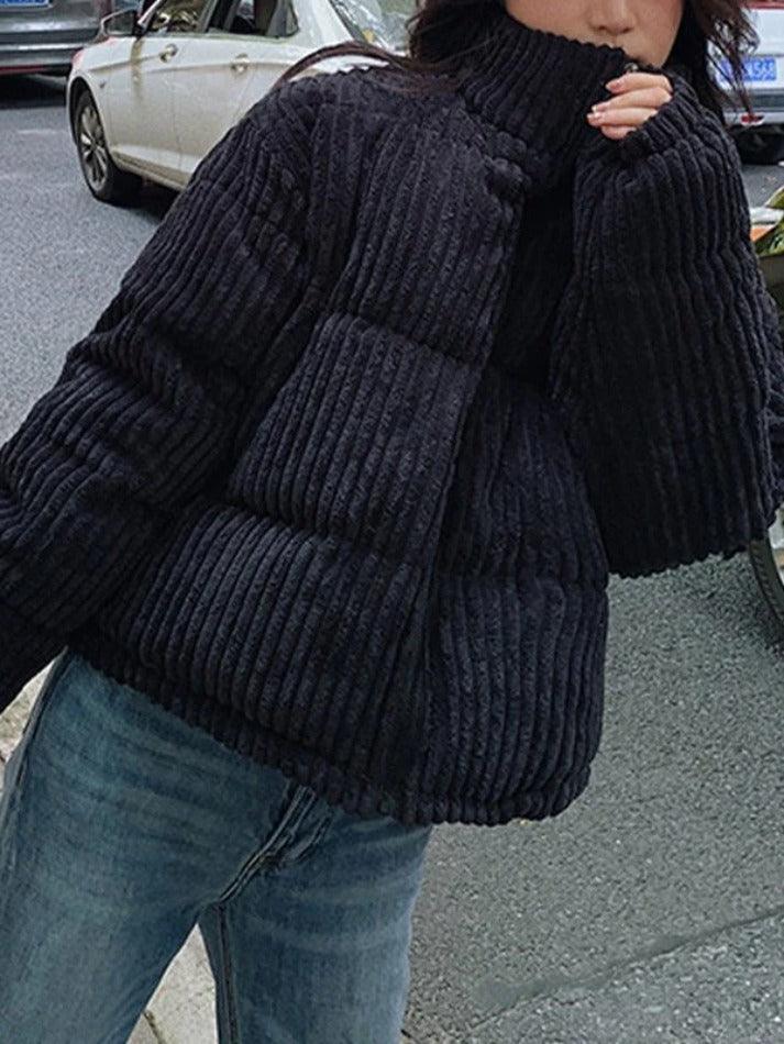 Style Core Aesthetics, New Style Trends - Vintage Zip Up Corduroy Padded Jacket