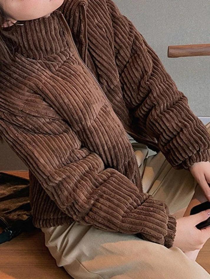 Style Core Aesthetics, New Style Trends - Vintage Zip Up Corduroy Padded Jacket