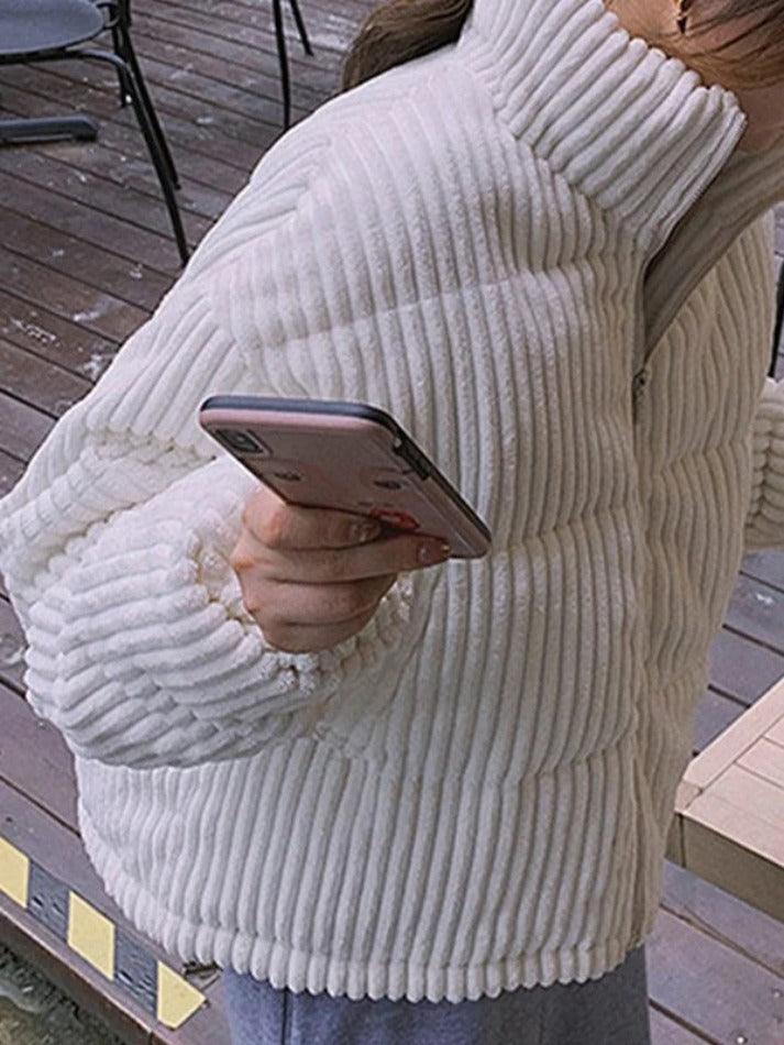 Style Core Aesthetics, New Style Trends - Vintage Zip Up Corduroy Padded Jacket