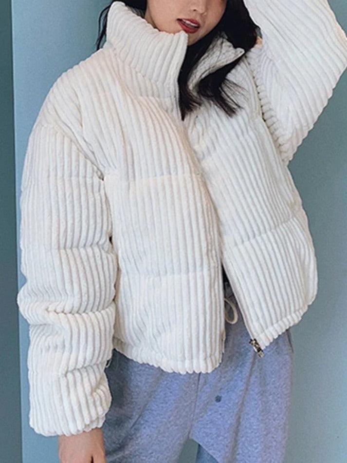 Style Core Aesthetics, New Style Trends - Vintage Zip Up Corduroy Padded Jacket