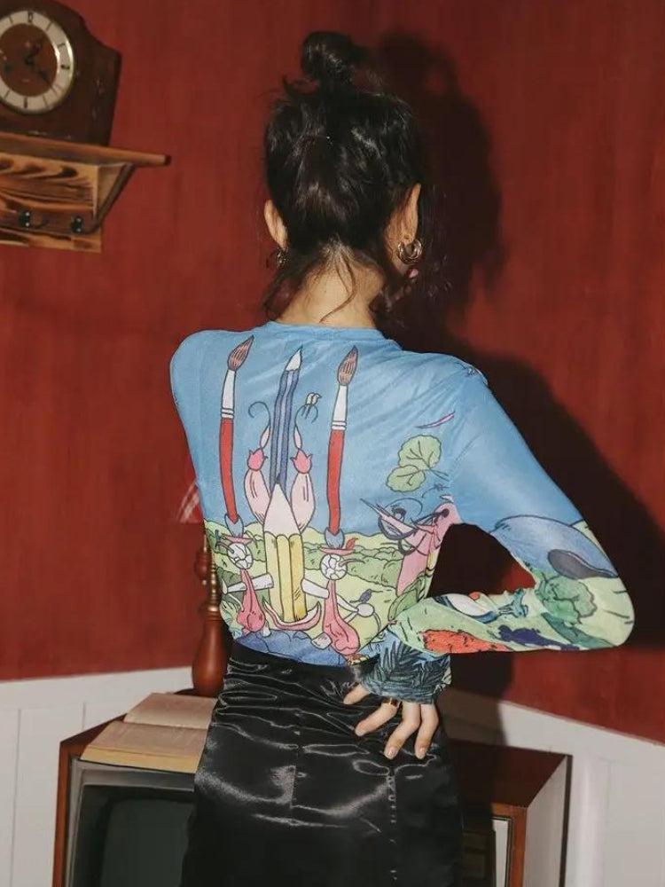 Style Core Aesthetics, New Style Trends - Weirdcore Dream Mesh Top
