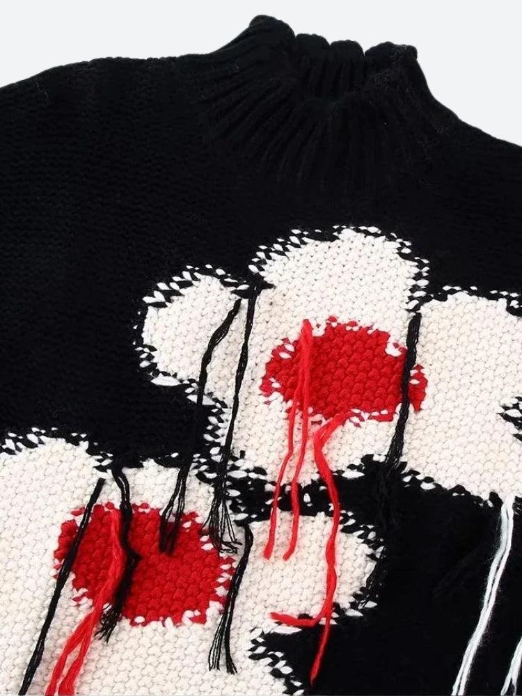 Style Core Aesthetics, New Style Trends - Weirdcore Flower Embroidered Knitted Sweater Vest