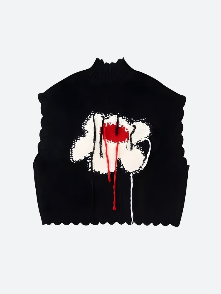 Style Core Aesthetics, New Style Trends - Weirdcore Flower Embroidered Knitted Sweater Vest