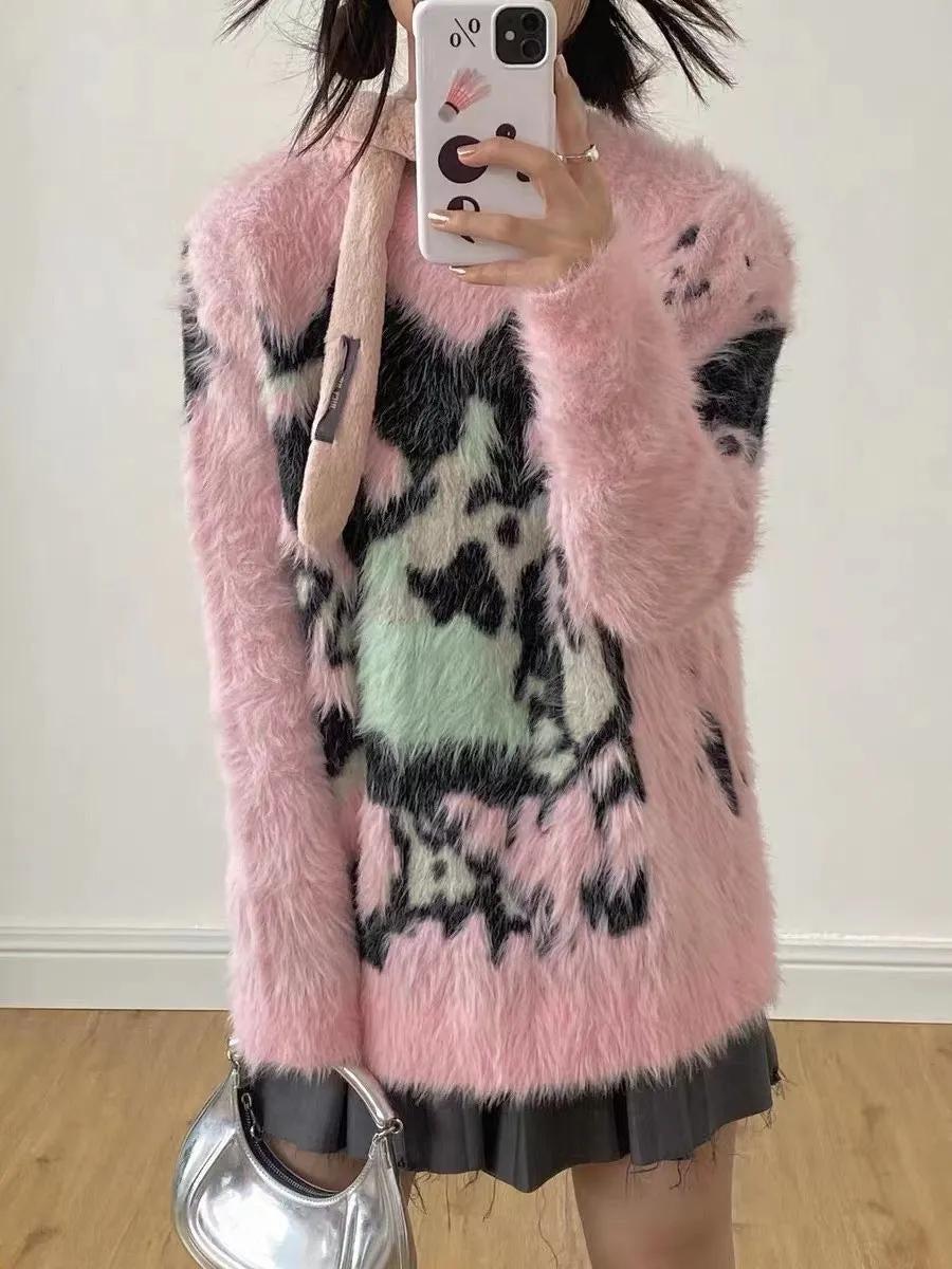 Style Core Aesthetics, New Style Trends - Y2K Aesthetic Fuzzy Sweater