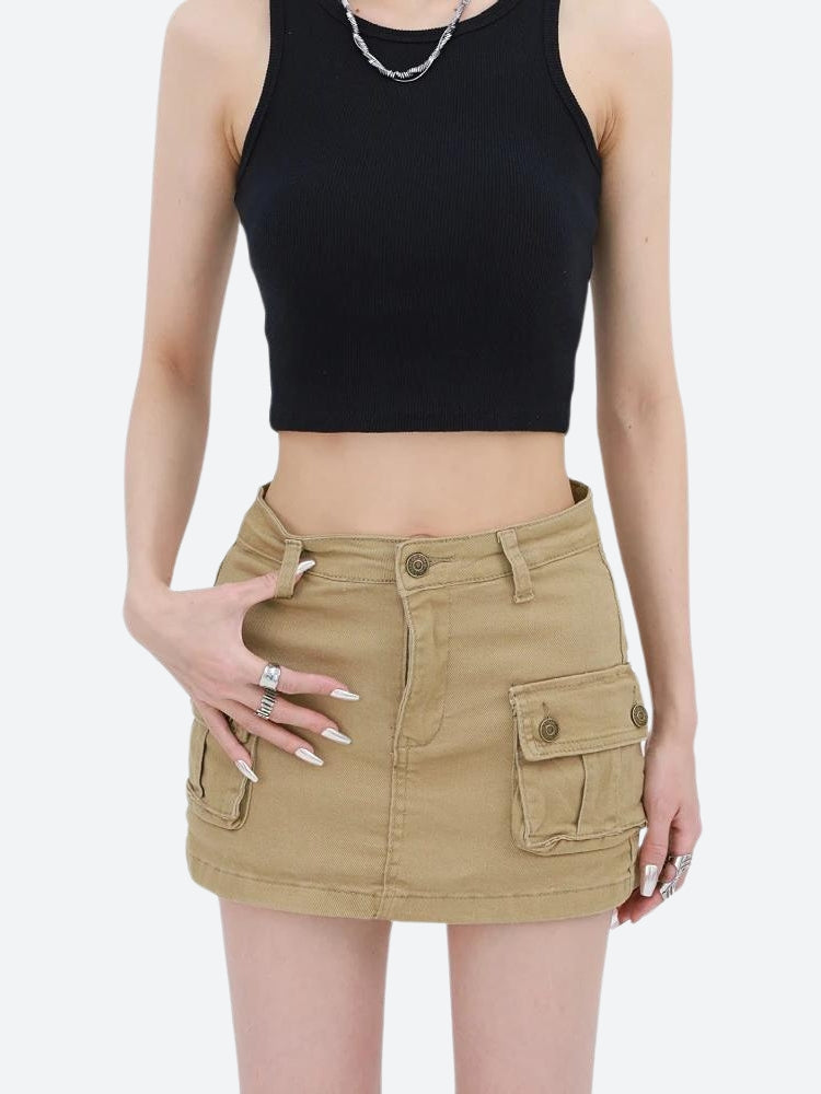 Style Core Aesthetics, New Style Trends - Y2K Cargo Denim Mini Skirt