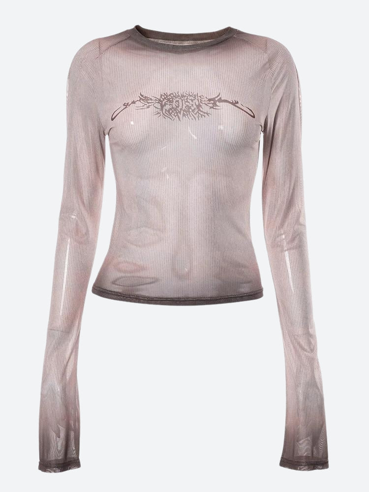 Style Core Aesthetics, New Style Trends - Y2K Cyberpunk Sigilism Sheer Top