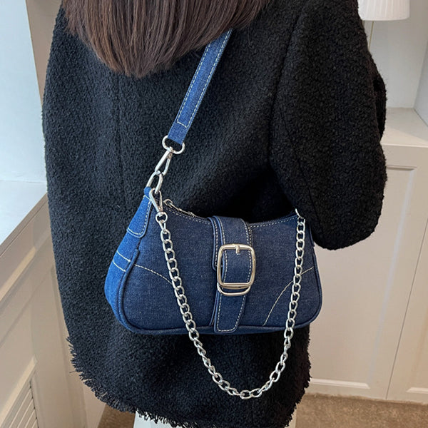 Style Core Aesthetics, New Style Trends - Y2K Denim Baguette Bag