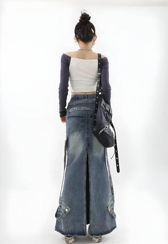 Style Core Aesthetics, New Style Trends - Y2K Denim Maxi Skirt