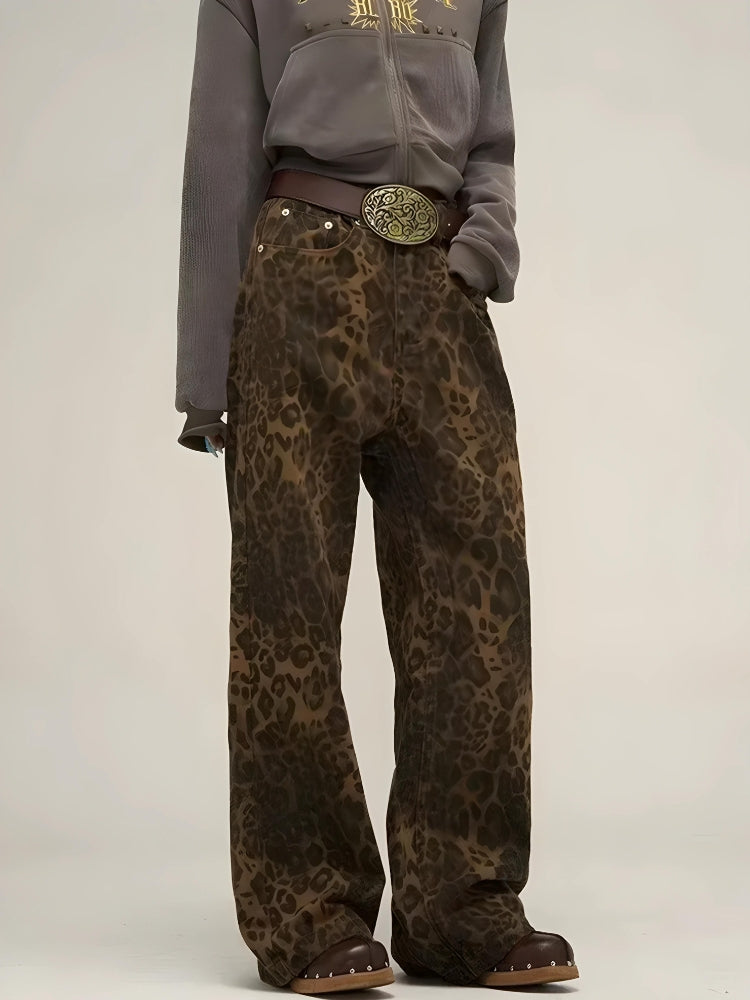 Style Core Aesthetics, New Style Trends - Y2K Leopard Straight Leg Pants
