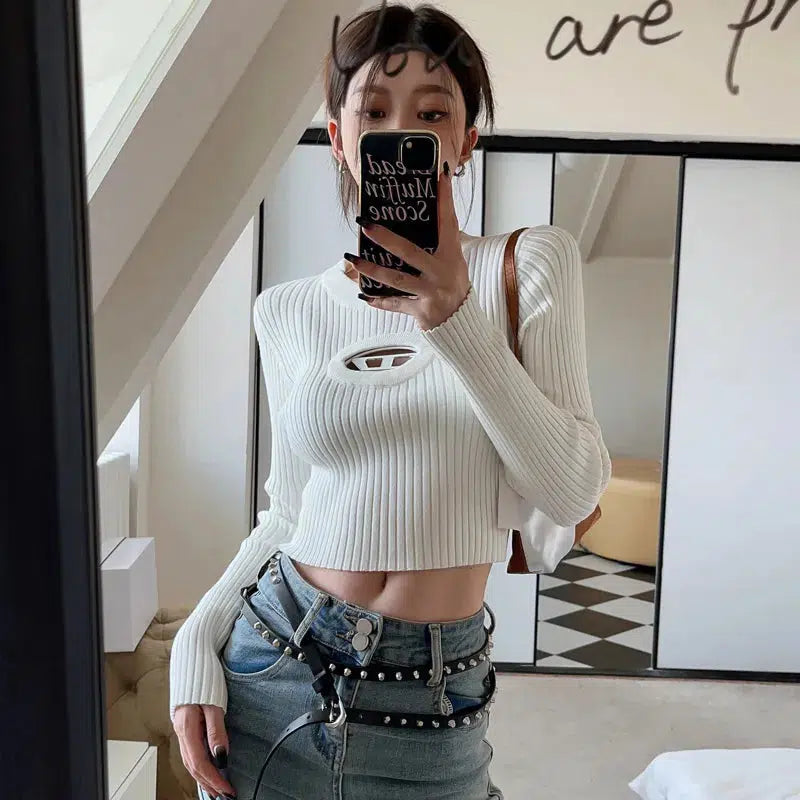 Style Core Aesthetics, New Style Trends - Y2K Ribbed Cropped Sweater
