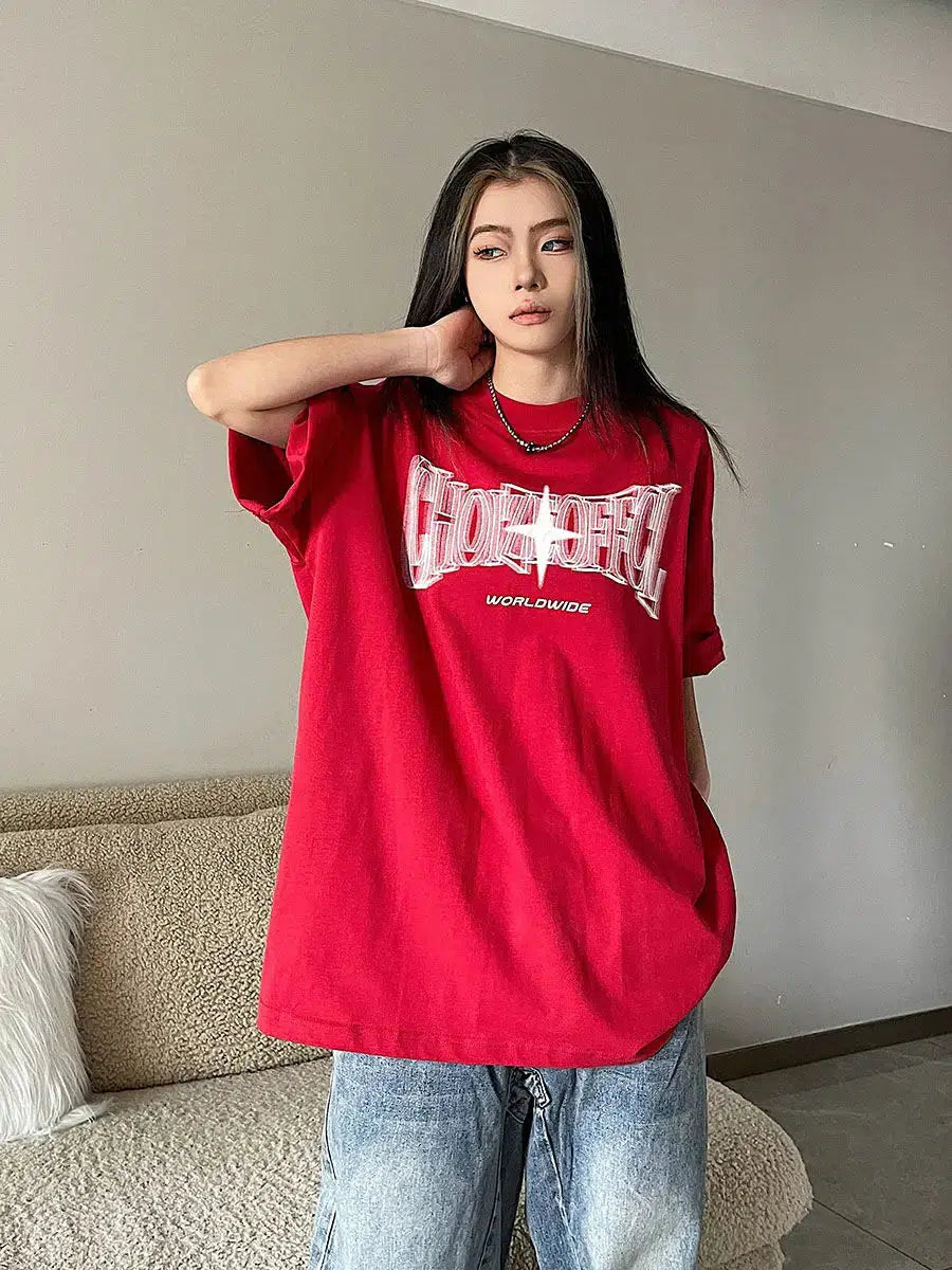 Style Core Aesthetics, New Style Trends - Y2K Shiny Star Worldwide Tee