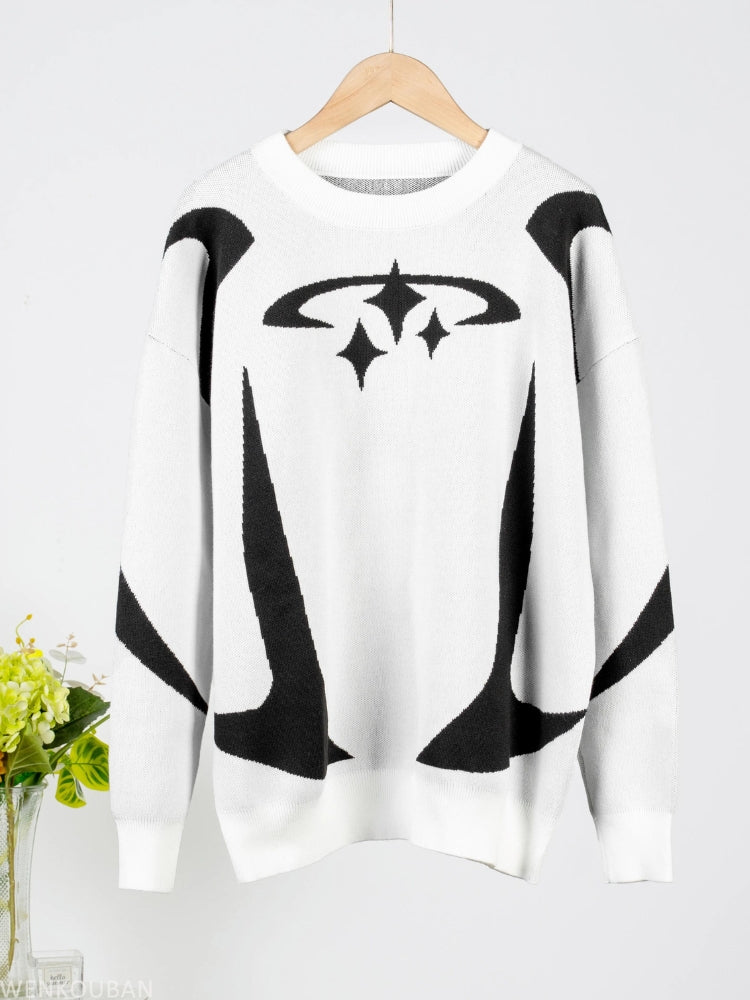 Style Core Aesthetics, New Style Trends - Y2K Star Futuristic Knitted Sweater