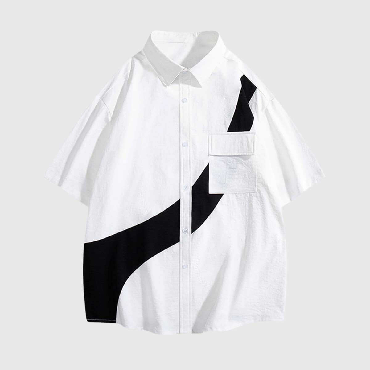 Style Core Aesthetics, New Style Trends Abstract Contrast Panel Shirt