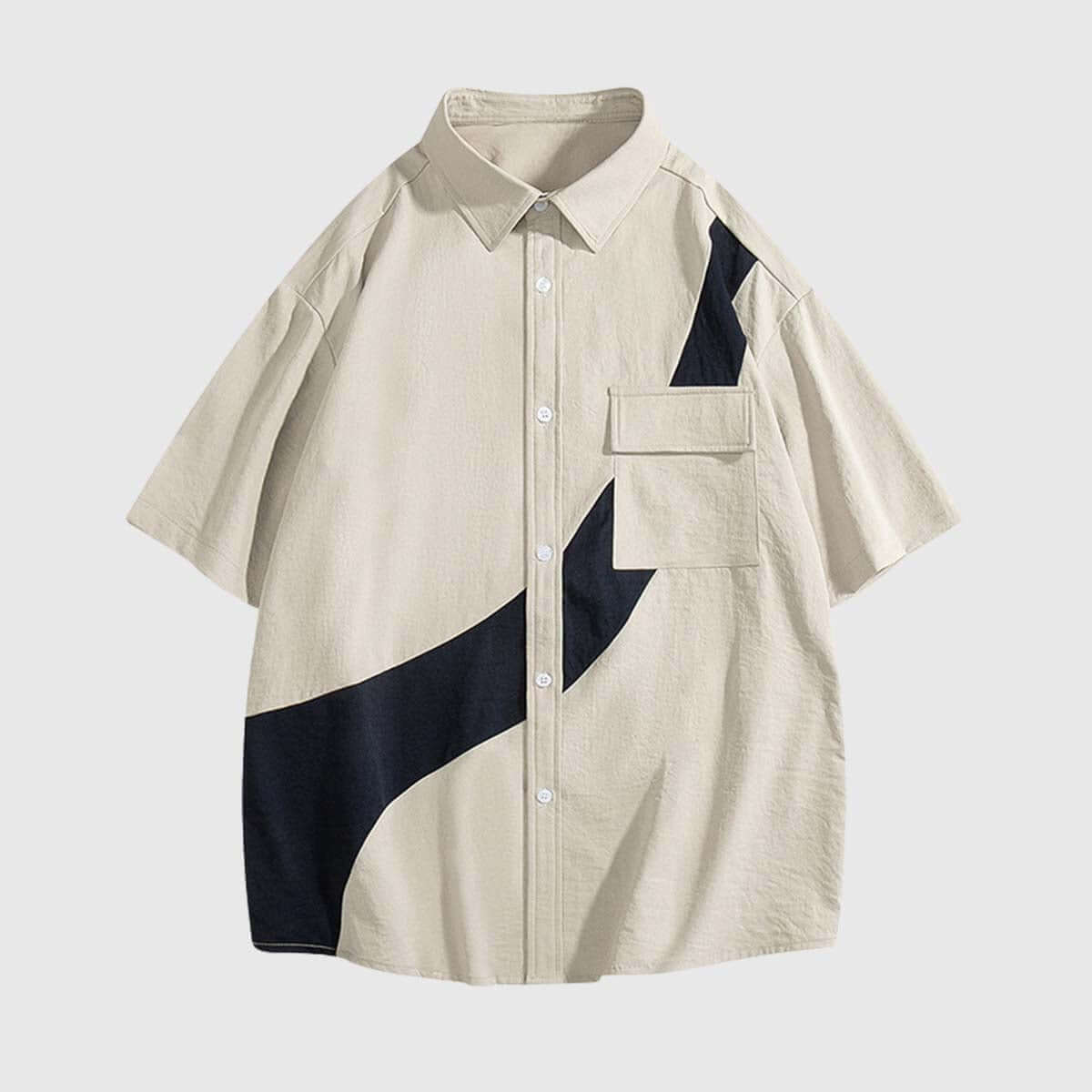 Style Core Aesthetics, New Style Trends Abstract Contrast Panel Shirt