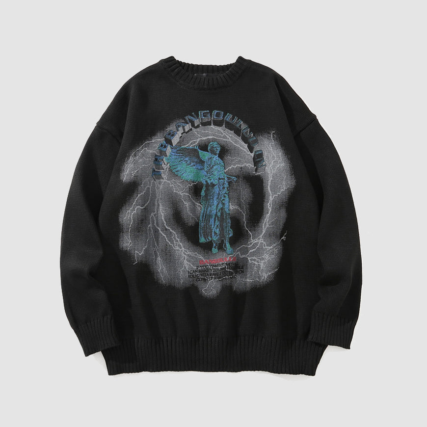 Style Core Aesthetics, New Style Trends Angel Lightning Print Sweaters
