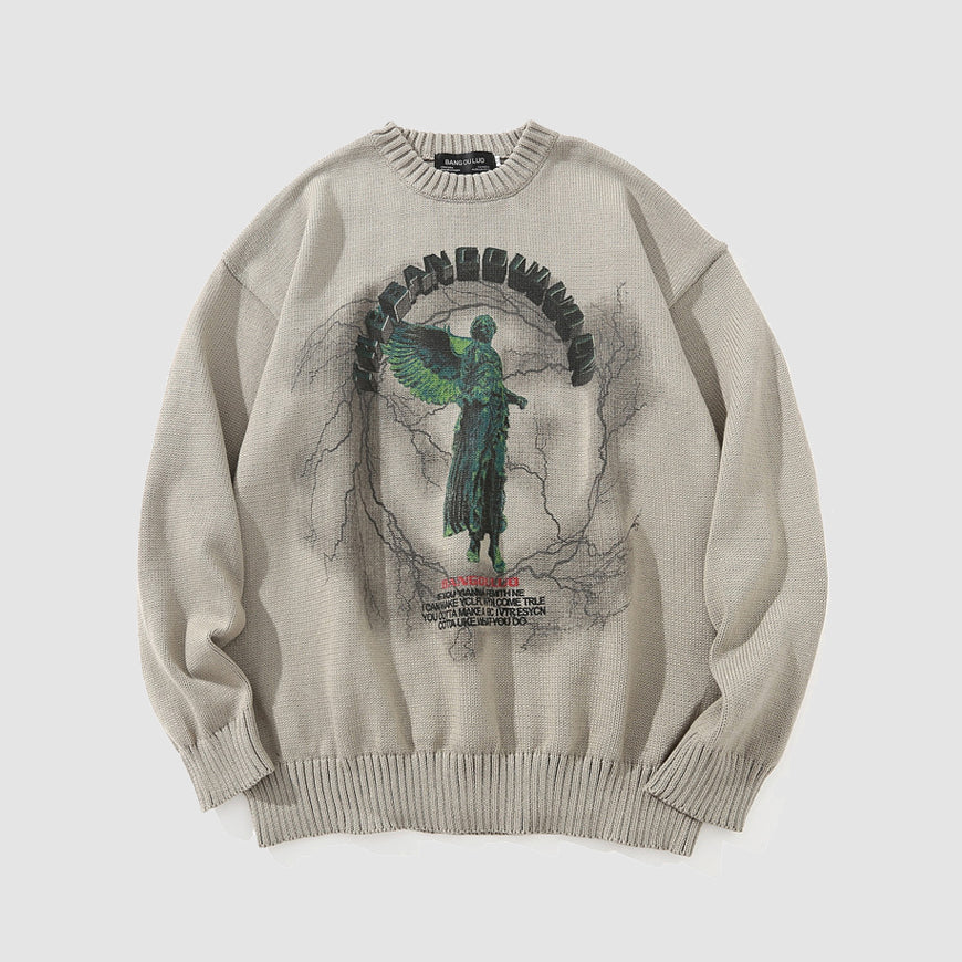 Style Core Aesthetics, New Style Trends Angel Lightning Print Sweaters