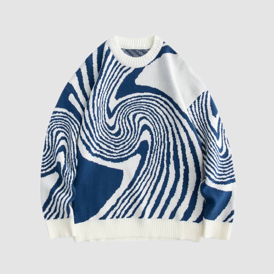 Style Core Aesthetics, New Style Trends Annual Rings Jacquard Knitted Sweater