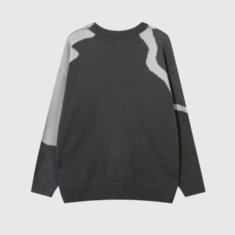 Style Core Aesthetics, New Style Trends Artistic Contrast Patchwork Knit Sweater