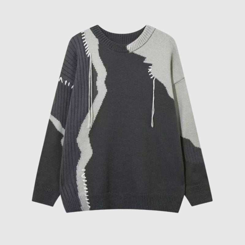 Style Core Aesthetics, New Style Trends Artistic Contrast Patchwork Knit Sweater