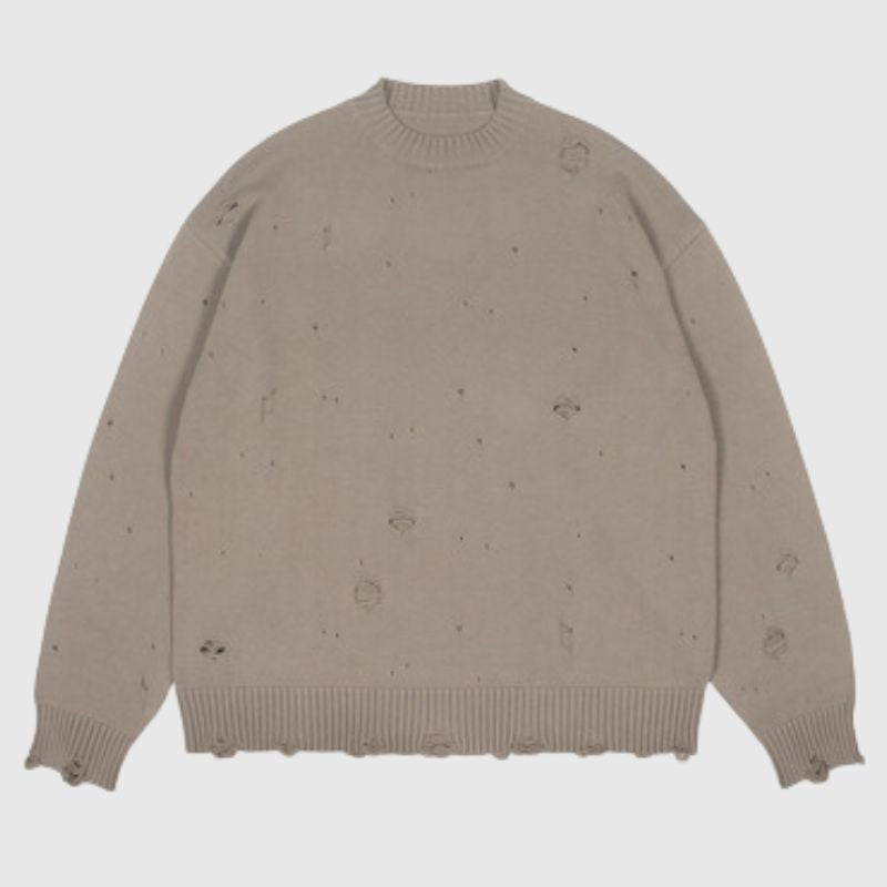 Style Core Aesthetics, New Style Trends Autumn/Winter Streetwear Distressed Knit Sweater