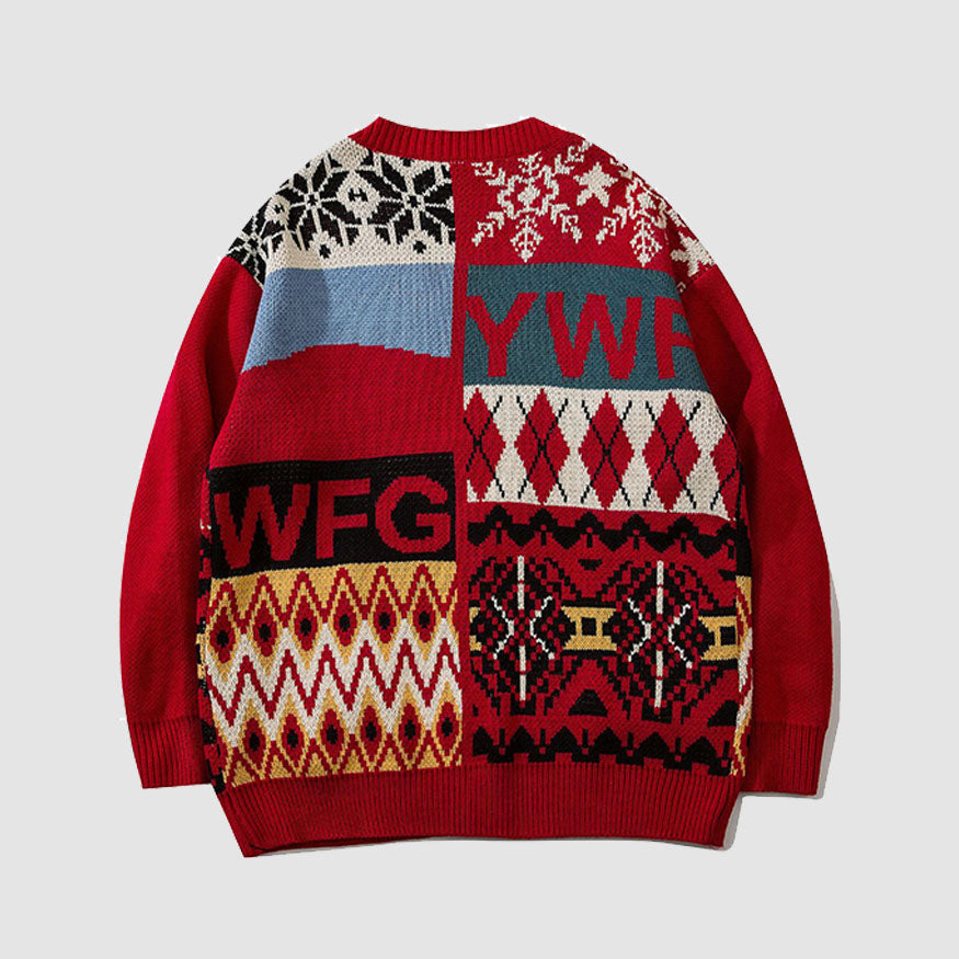 Style Core Aesthetics, New Style Trends Bear & Argyle Pattern Stitching Cardigan Sweater