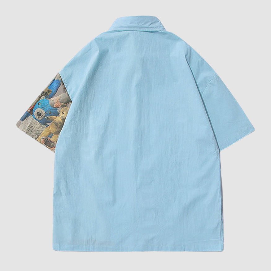 Style Core Aesthetics, New Style Trends Bear Patchwork Shirts