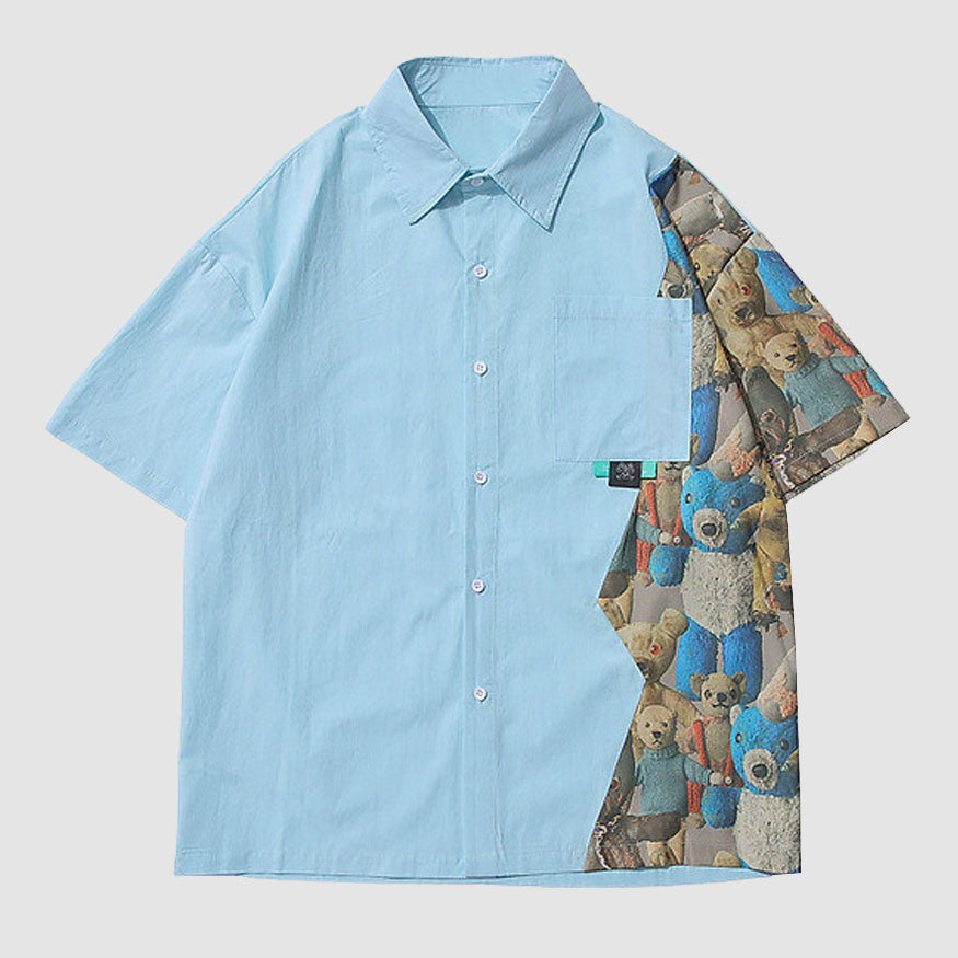 Style Core Aesthetics, New Style Trends Bear Patchwork Shirts