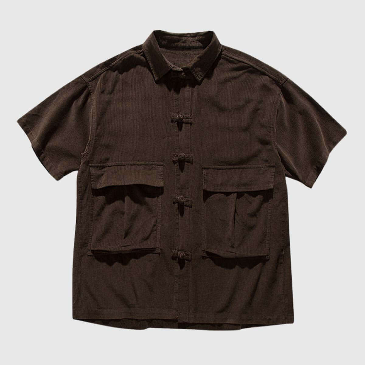 Style Core Aesthetics, New Style Trends Brown Casual Utility Shirt