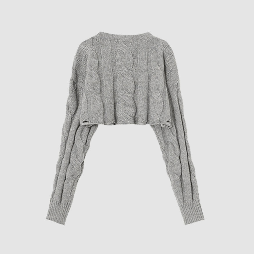 Style Core Aesthetics, New Style Trends Cable-Knit Ripped Cropped Sweater