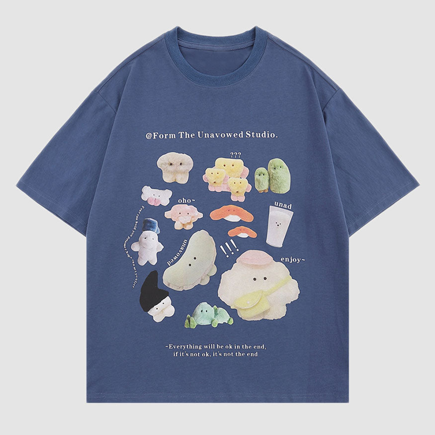 Style Core Aesthetics, New Style Trends Cartoon Animal Pattern Printed Tee