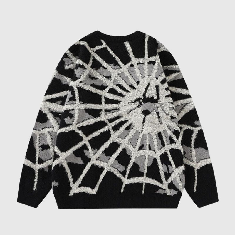 Style Core Aesthetics, New Style Trends Cartoon Cobweb Printed Knit Pullover
