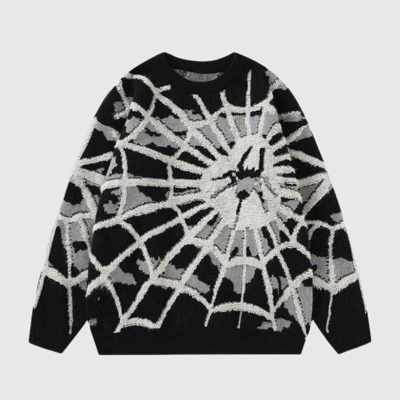 Style Core Aesthetics, New Style Trends Cartoon Cobweb Printed Knit Pullover