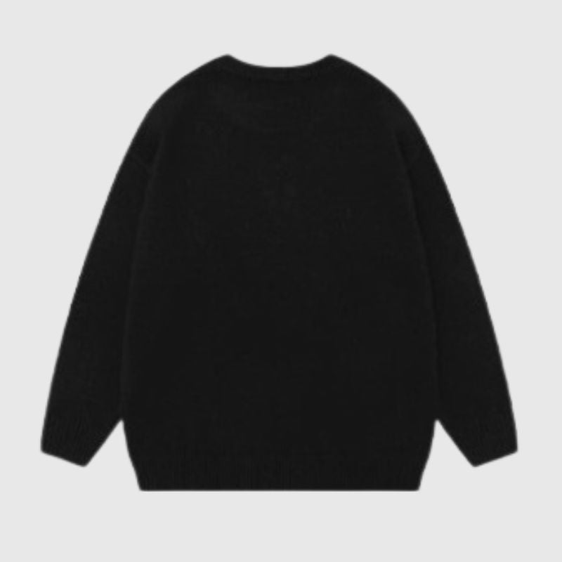 Style Core Aesthetics, New Style Trends Cartoon Dragon Embroidered Knit Sweater