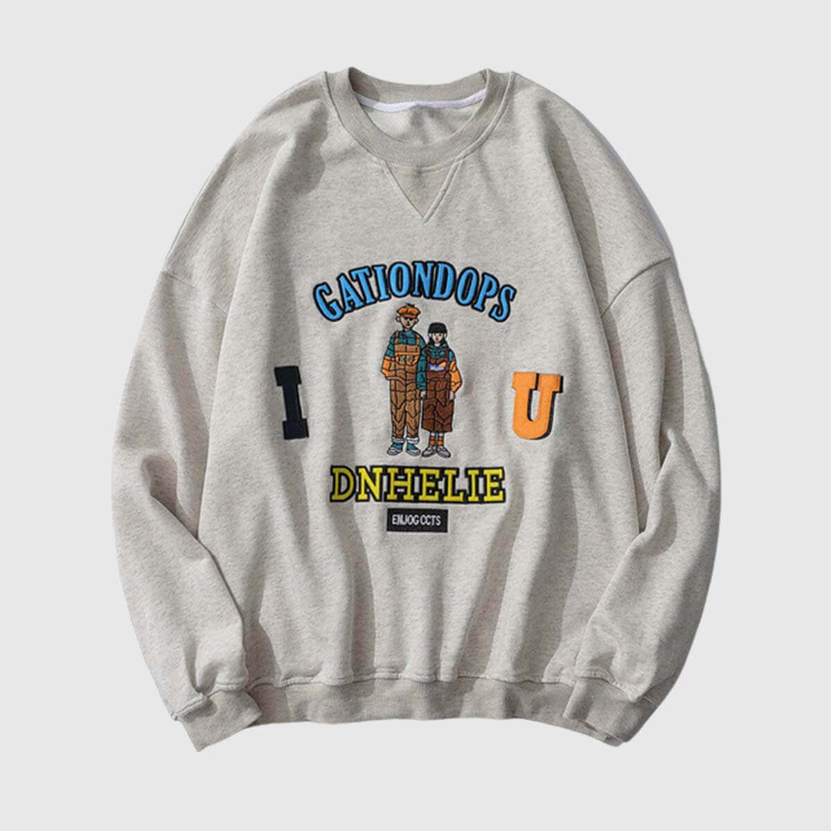 Style Core Aesthetics, New Style Trends Cartoon Embroidered Print Sweatshirt