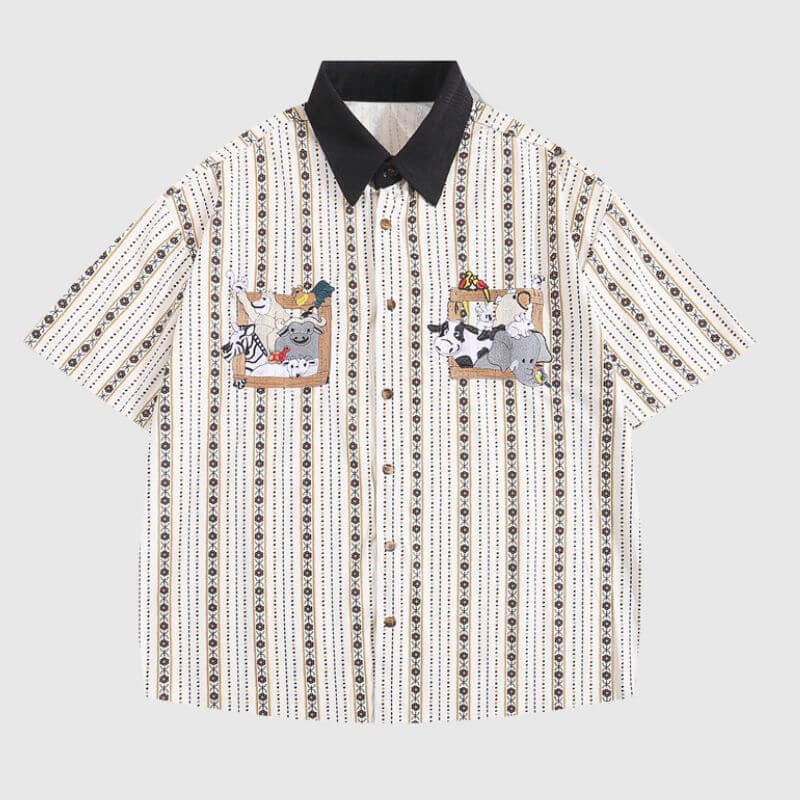 Style Core Aesthetics, New Style Trends Cartoon Embroidered Shirts