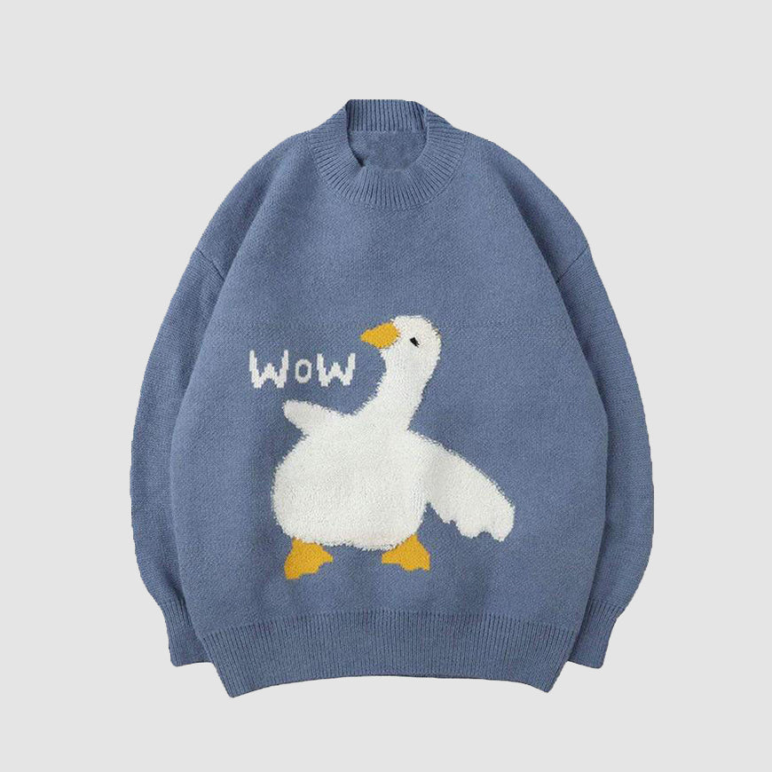 Style Core Aesthetics, New Style Trends Cartoon Goose Knitted Sweater