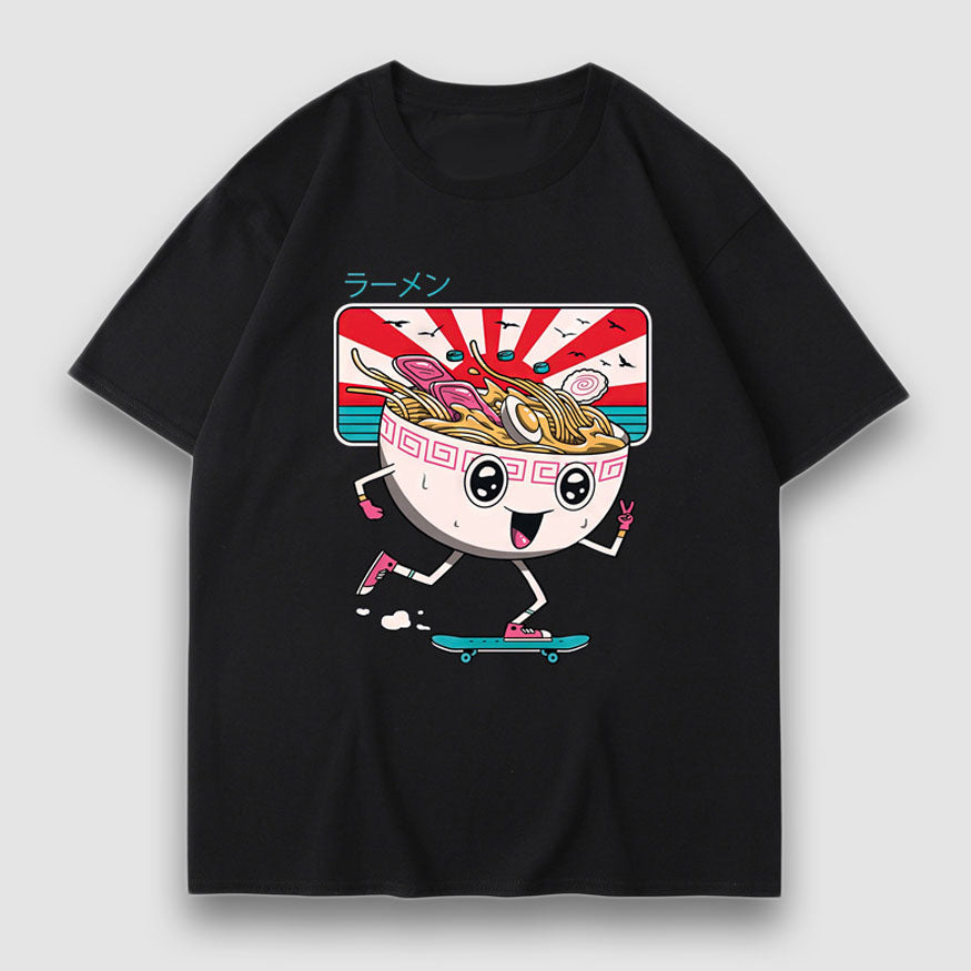 Style Core Aesthetics, New Style Trends Cartoon Noodle Print Tee