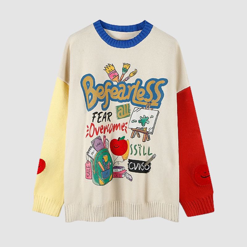 Style Core Aesthetics, New Style Trends Cartoon Pattern Color Contrast Design Sweater