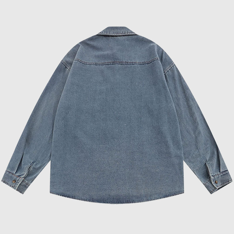 Style Core Aesthetics, New Style Trends Cartoon Plant Denim Shirts