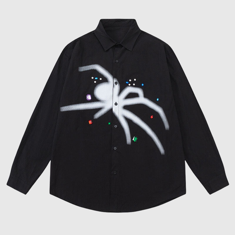 Style Core Aesthetics, New Style Trends Casual Spider Print Shirts