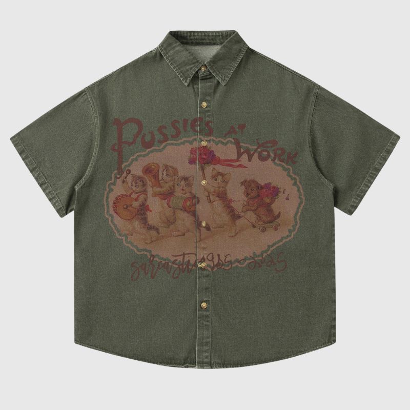 Style Core Aesthetics, New Style Trends Cat Washed Distressed Shirts