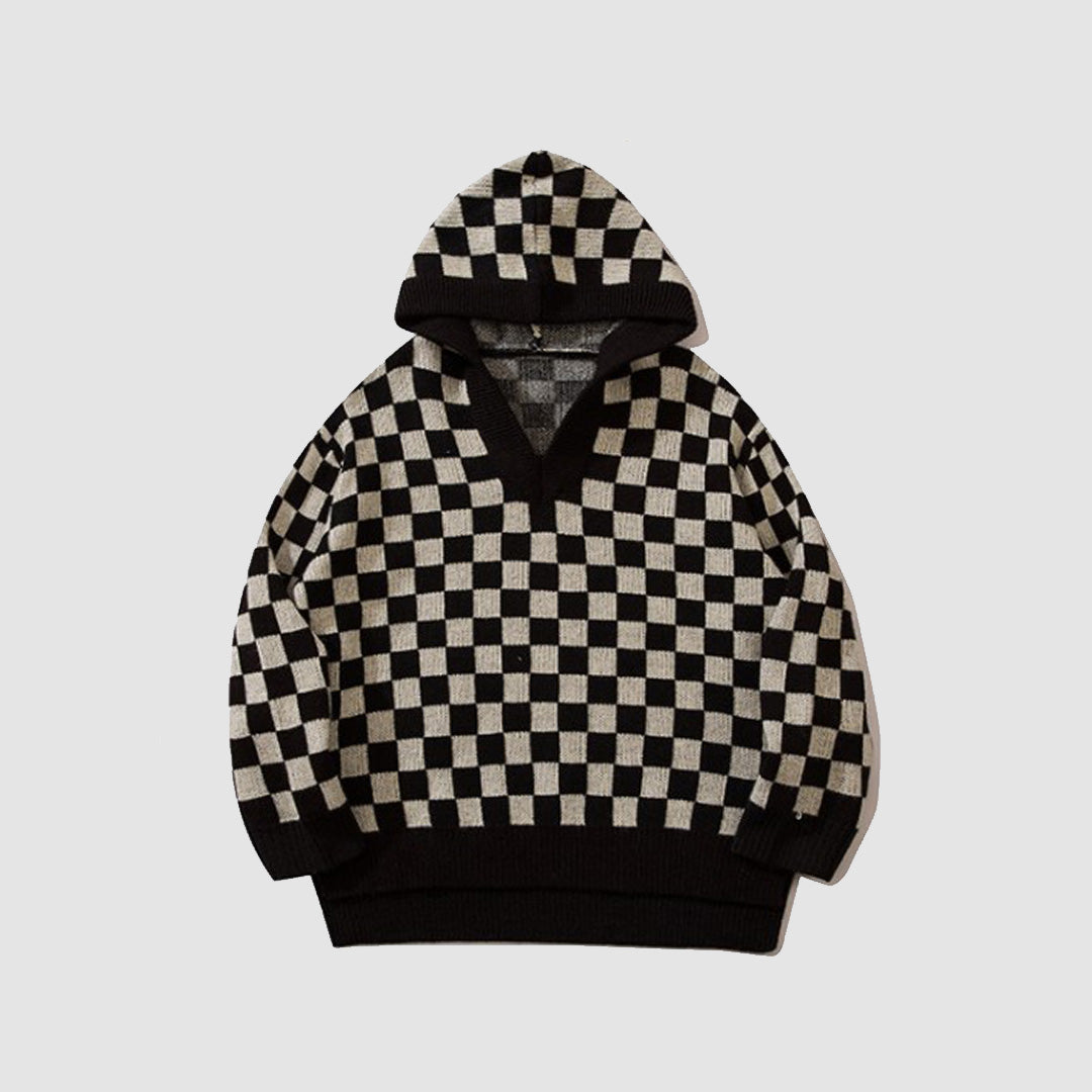 Style Core Aesthetics, New Style Trends Checkerboard Hooded Sweater