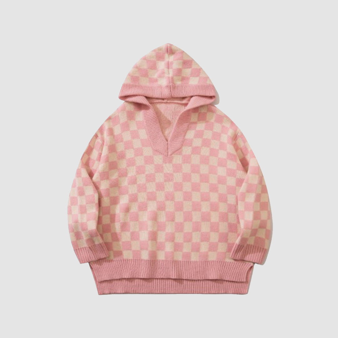 Style Core Aesthetics, New Style Trends Checkerboard Hooded Sweater