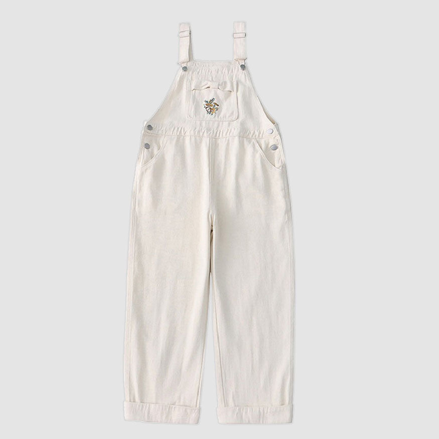 Style Core Aesthetics, New Style Trends Chic Floral Embroidery Bow Dungarees
