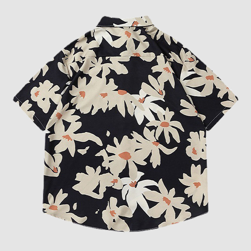 Style Core Aesthetics, New Style Trends Chrysanthemums Print Summer Shirt