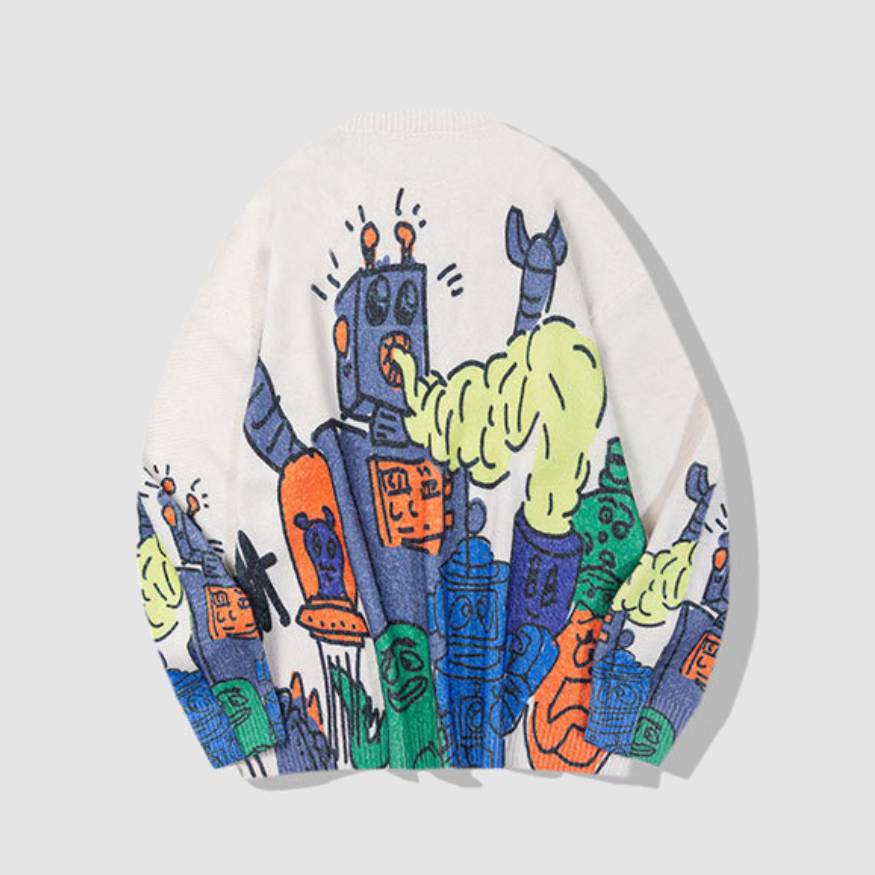 Style Core Aesthetics, New Style Trends City Monster Print Sweater