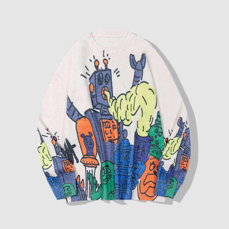 Style Core Aesthetics, New Style Trends City Monster Print Sweater