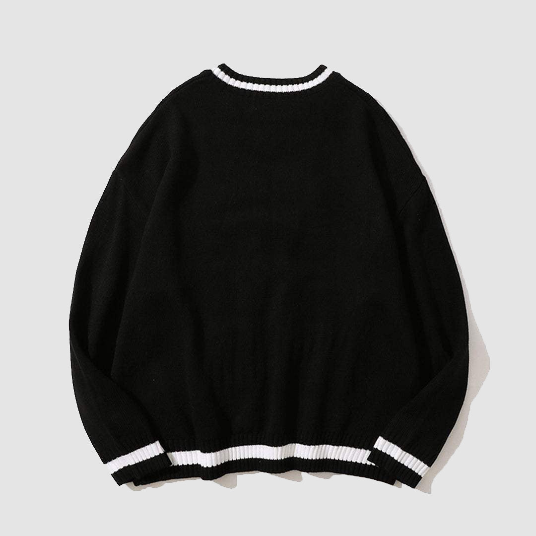 Style Core Aesthetics, New Style Trends College V-neck Knitted Sweater