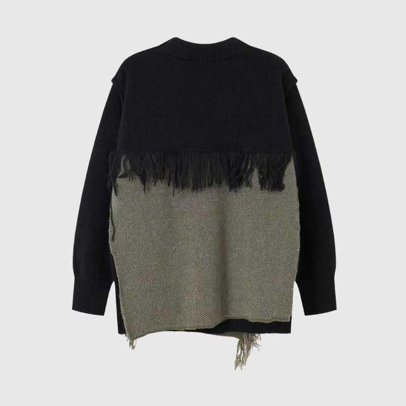 Style Core Aesthetics, New Style Trends Color Block Fringe Knit Sweater